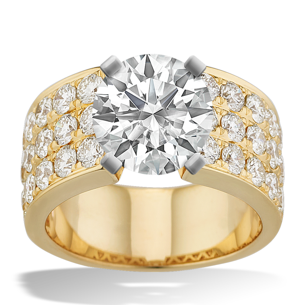 Pave Set Round Diamond Engagement Ring in 14k Yellow Gold
