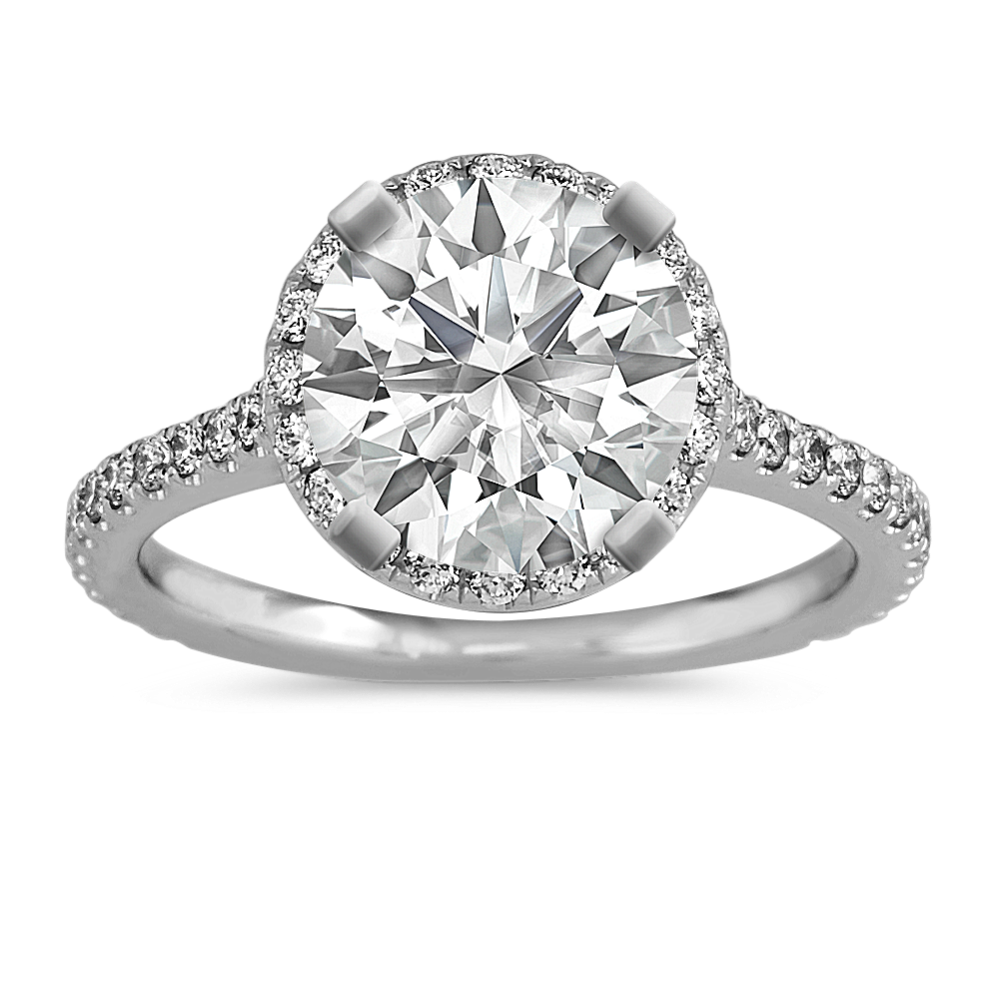 Slim Halo Engagement Ring for 2 ct Round