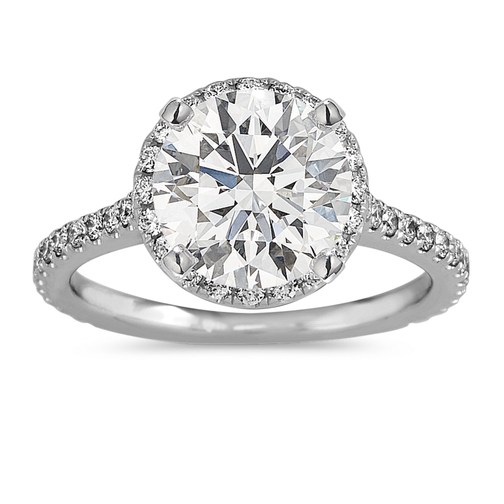 Slim Halo Engagement Ring for 2 ct Round