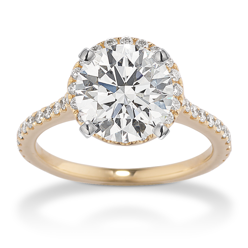 Slim Halo Engagement Ring for 2 ct Round Shane Co