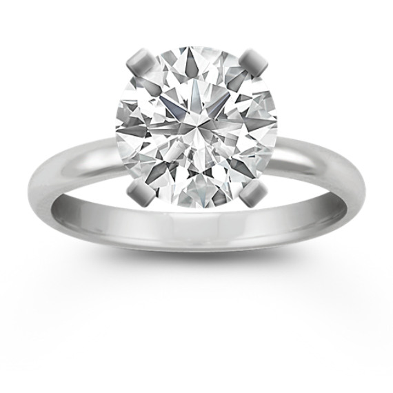 14k White Gold Engagement Ring with Brilliant Round Diamond