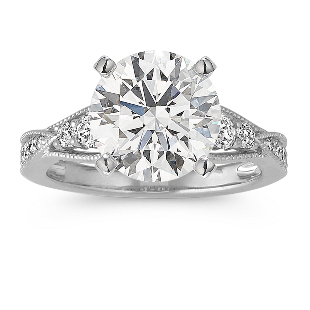 Glory Diamond Engagement Ring with Milgrain Detail in Platinum