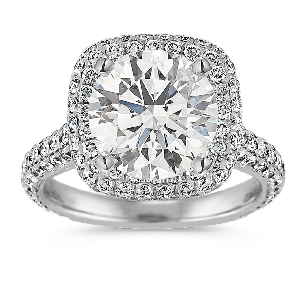 Pave Halo Diamond Engagement Ring