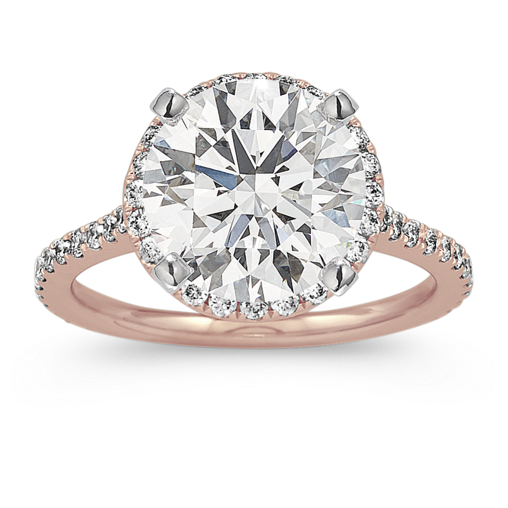 Slim Halo Engagement Ring for 3.25 ct Round