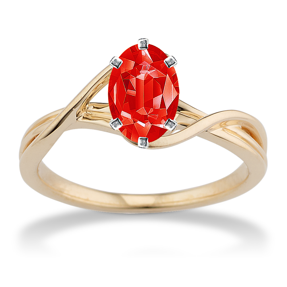 7.73 mm Fire Sapphire Engagement Ring in Yellow Gold