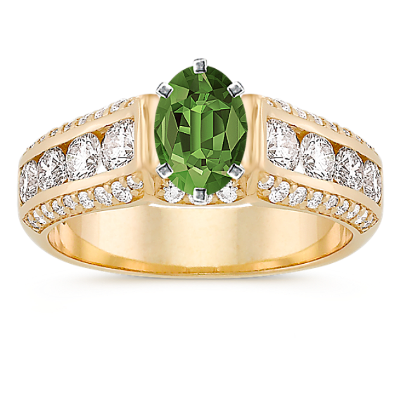 Channel-Set Round Diamond Cathedral Engagement Ring