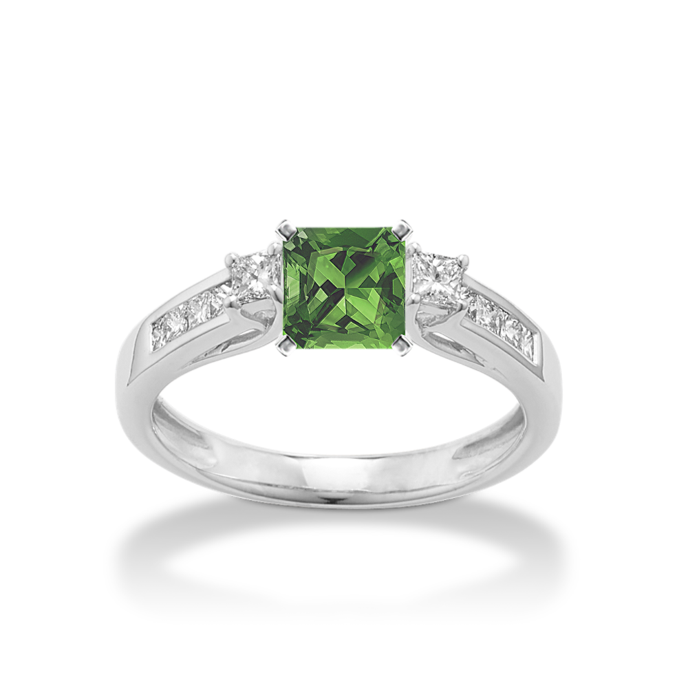 Cathedral Princess Cut Natural Diamond Engagement Ring