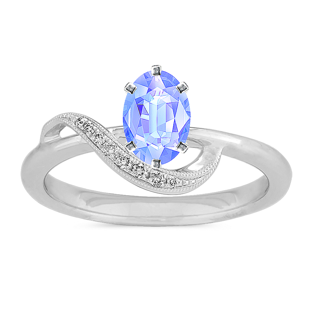 Diamond Accented Swirl Ring in 14K White Gold