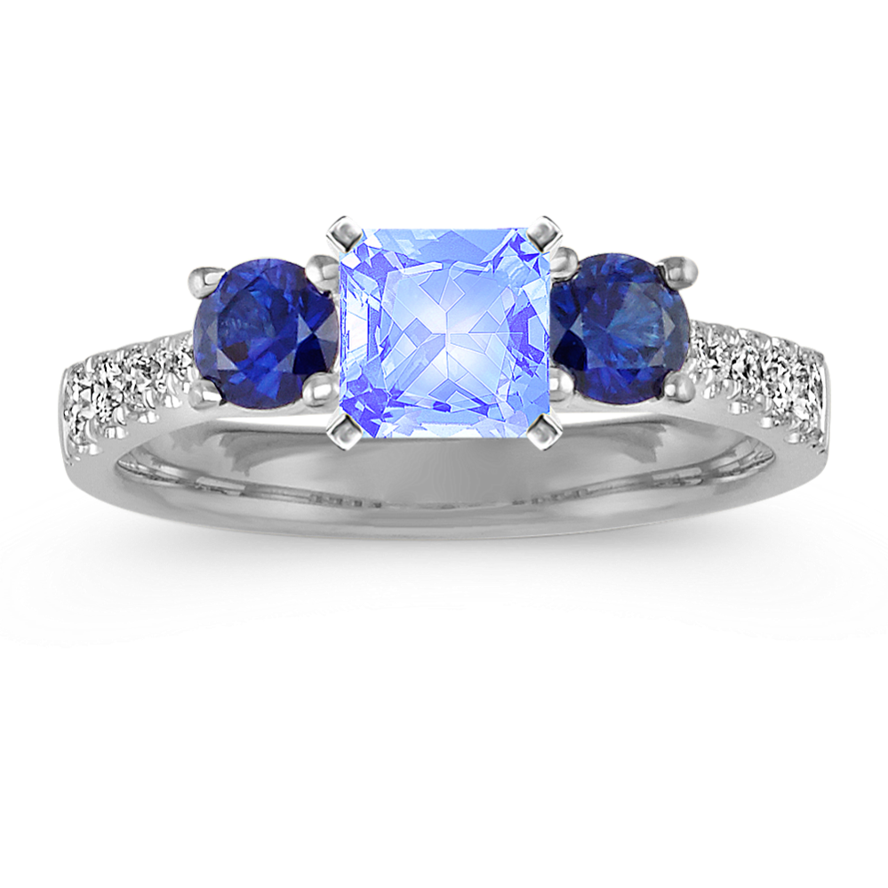 Uma Sapphire & Diamond Three-Stone Engagement Ring