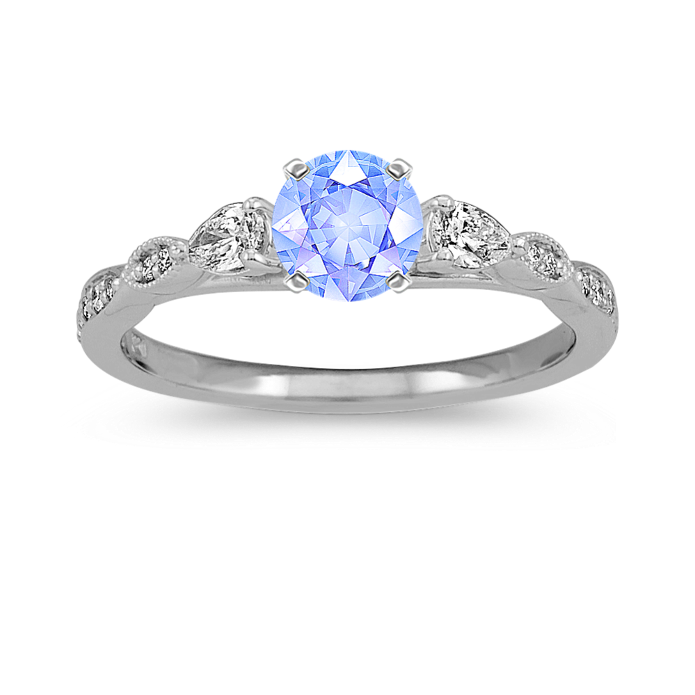 4.39 mm Ice Blue Natural Sapphire Engagement Ring in White Gold