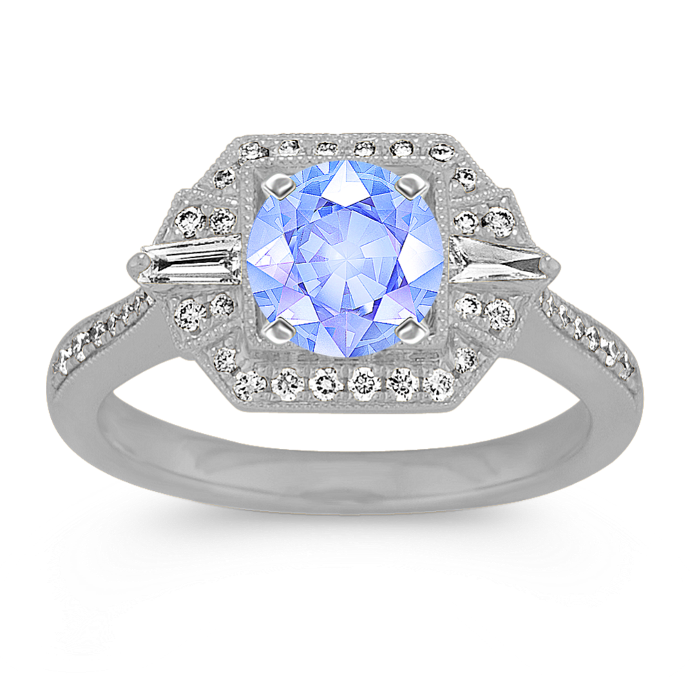 Art Deco Diamond Halo Engagement Ring