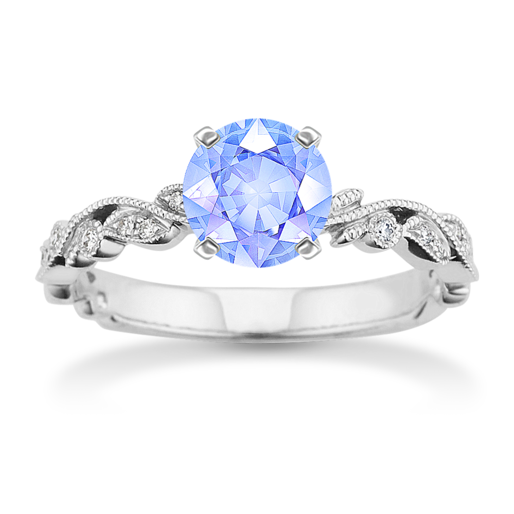 5.64 mm Ice Blue Natural Sapphire Engagement Ring in White Gold