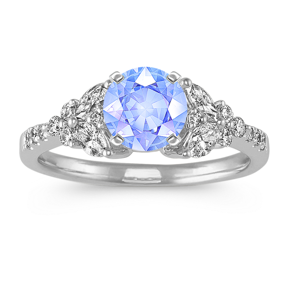 5.89 mm Ice Blue Natural Sapphire Engagement Ring in White Gold 