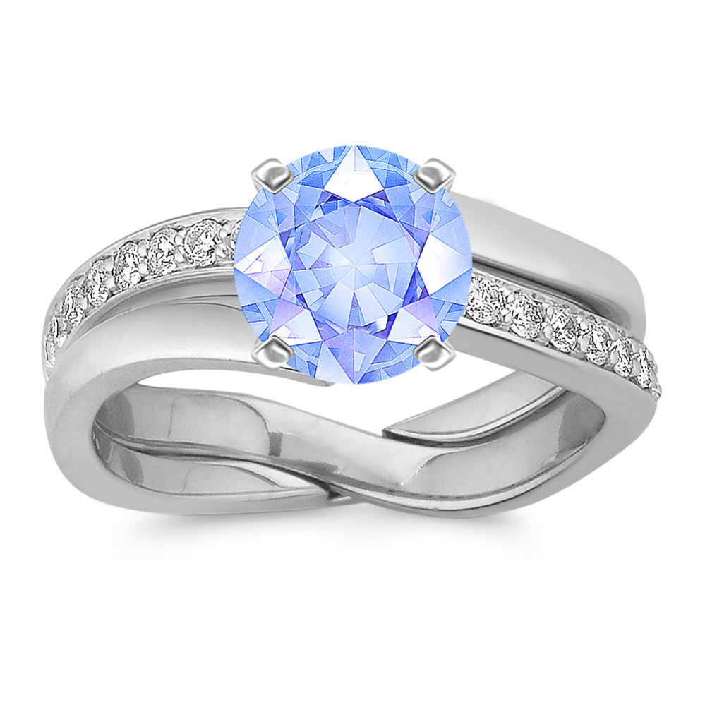 Diamond Wedding Set with Pave Setting