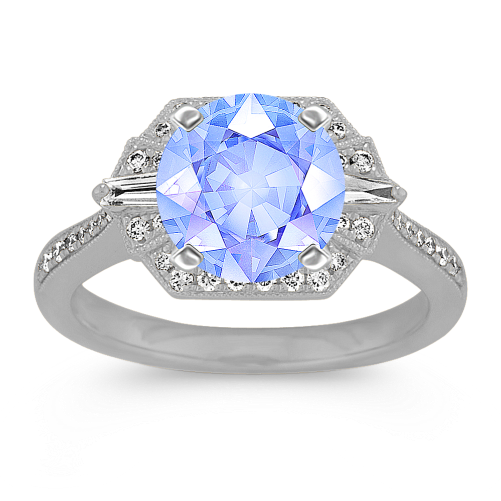 Art Deco Diamond Halo Engagement Ring