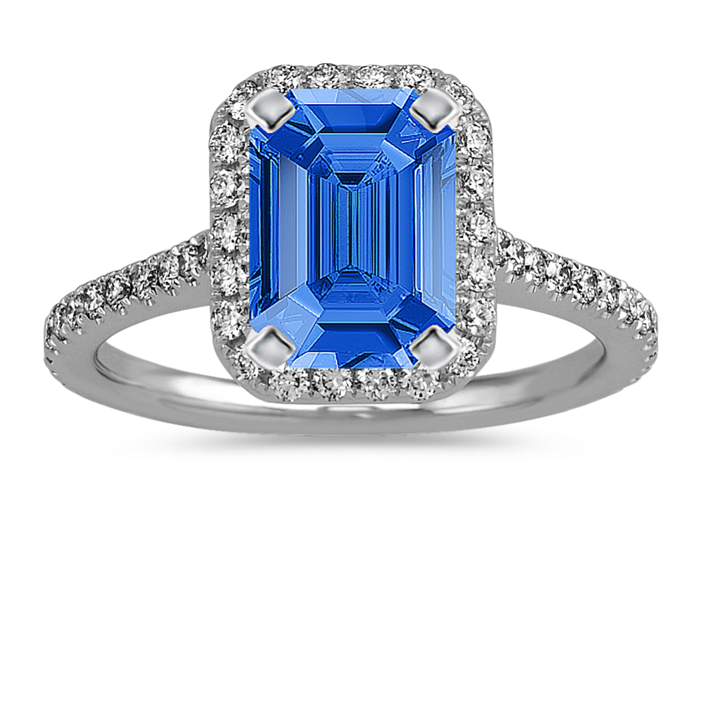 8.15 mm Kentucky Blue Sapphire Engagement Ring in White Gold