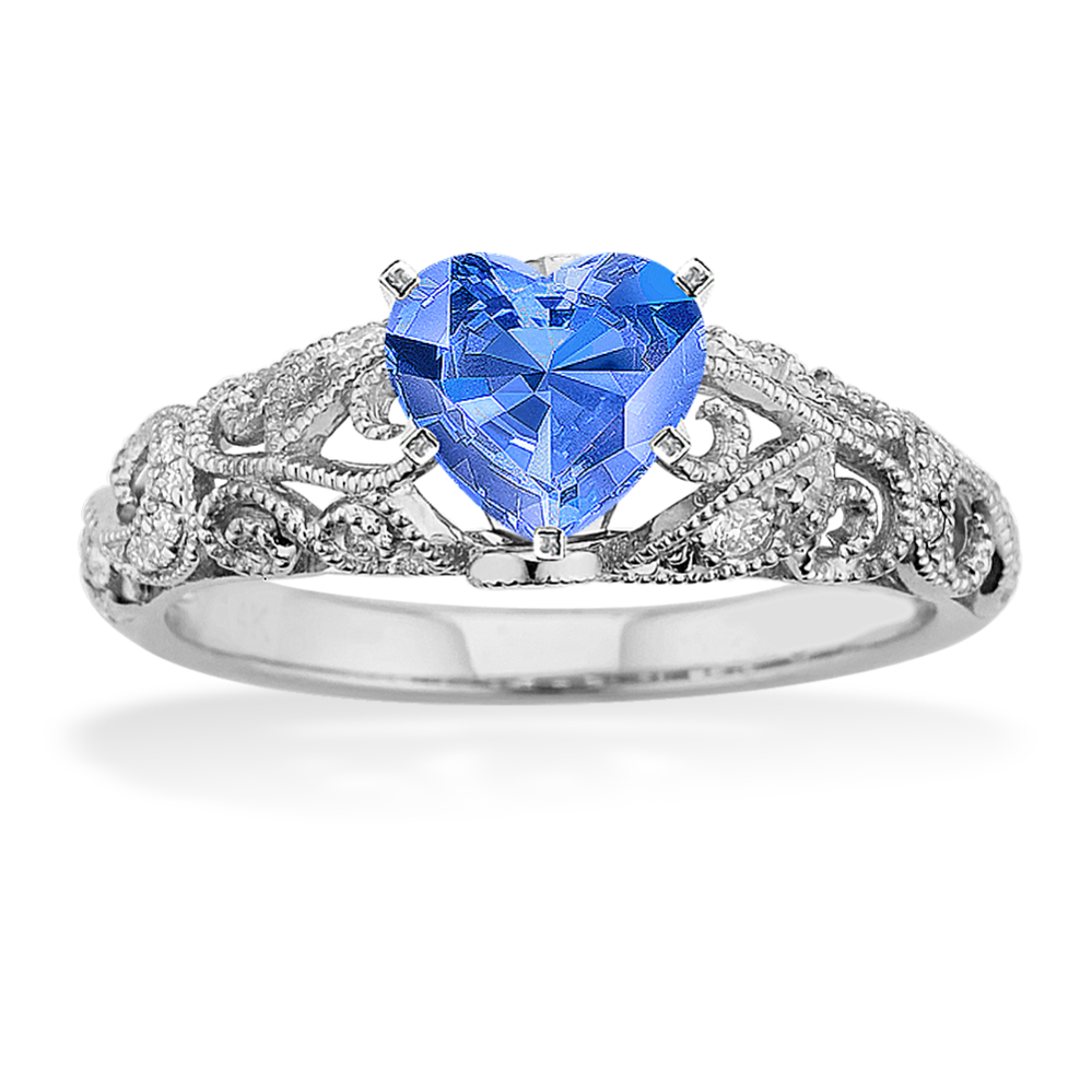 6.41 mm Kentucky Blue Natural Sapphire Engagement Ring in White Gold