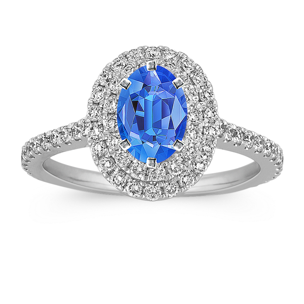 Double Halo Diamond Engagement Ring