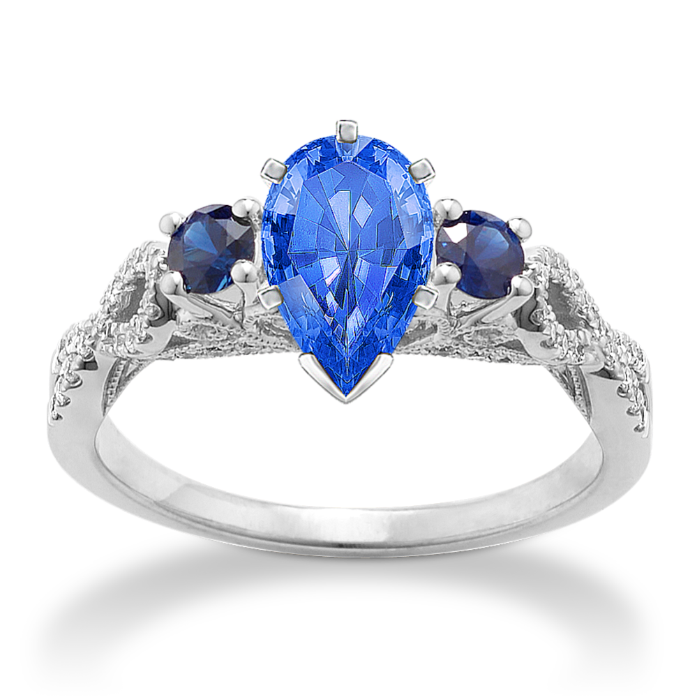 8.05 mm Kentucky Blue Natural Sapphire Engagement Ring in White Gold