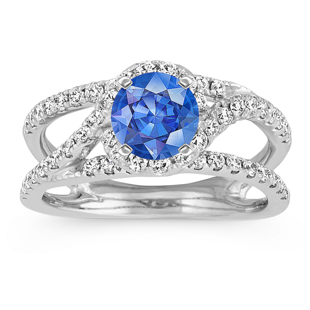 Contemporary Round Diamond Swirl Ring in 14k White Gold