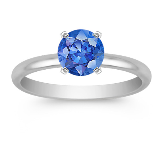 Solitaire Engagement Ring in 14k White Gold with Round Kentucky Blue Sapphire