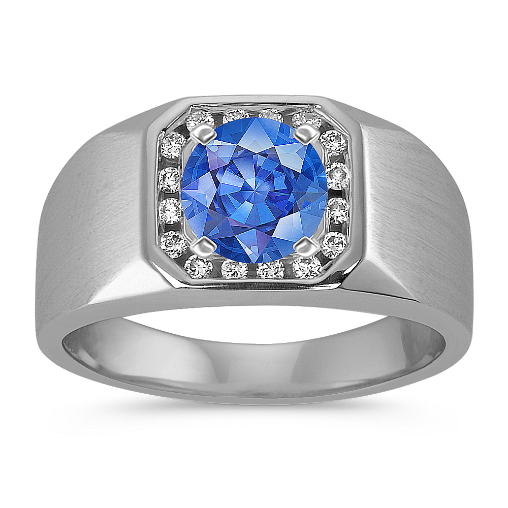 6.0 mm Kentucky Blue Natural Sapphire Engagement Ring in White Gold