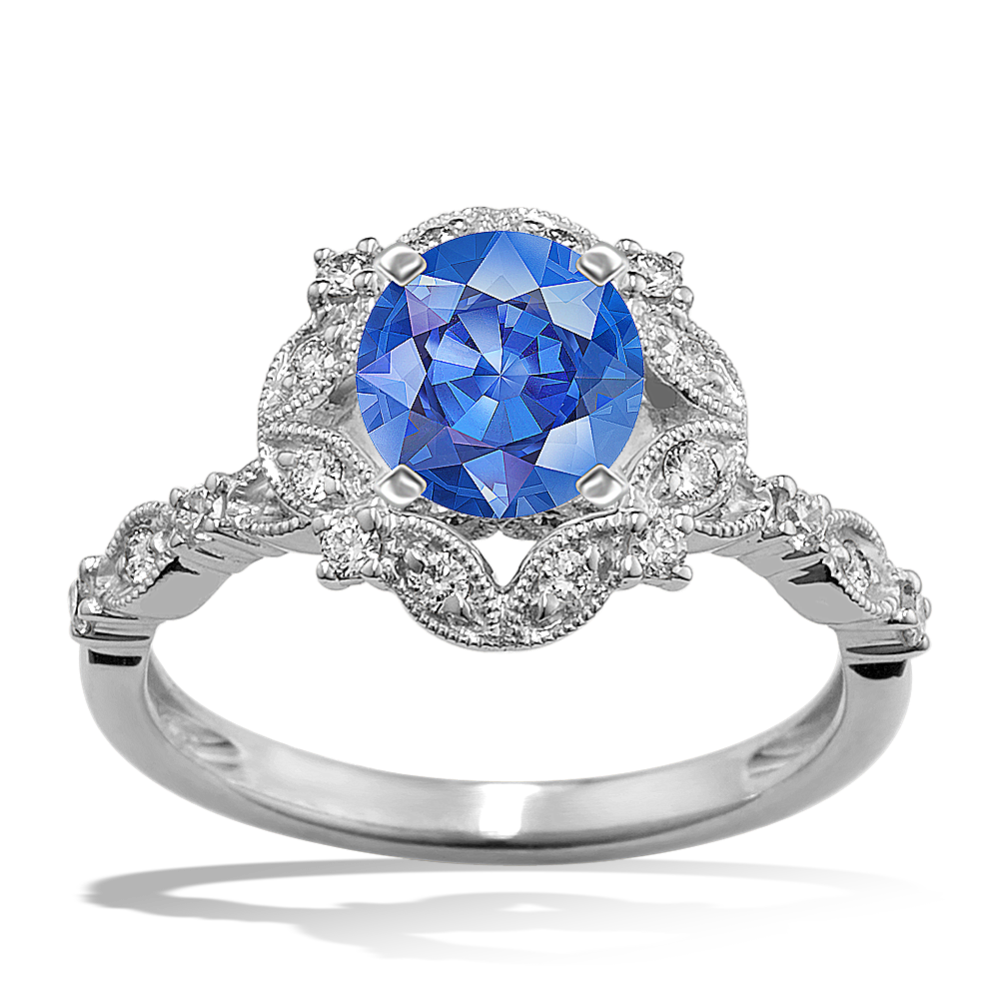 5.82 mm Kentucky Blue Natural Sapphire Engagement Ring in White Gold