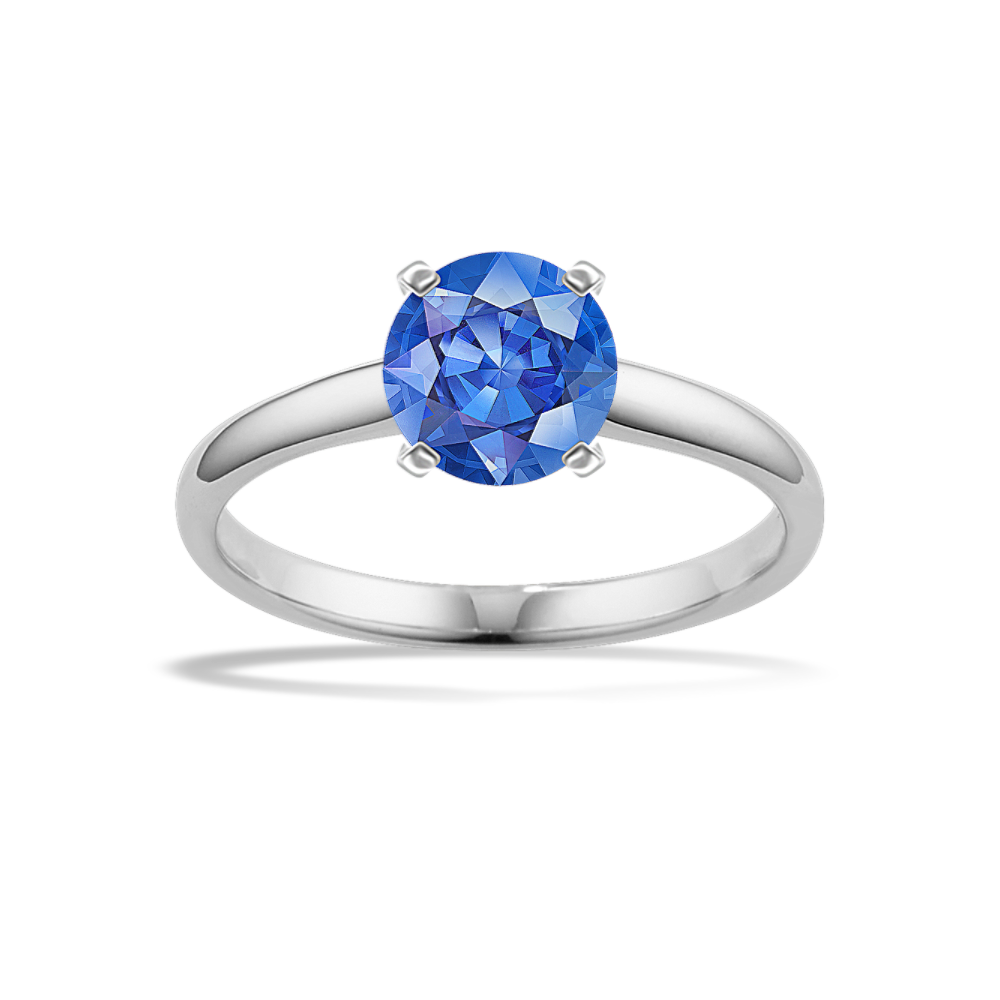 6.09 mm Kentucky Blue Natural Sapphire Engagement Ring in White Gold