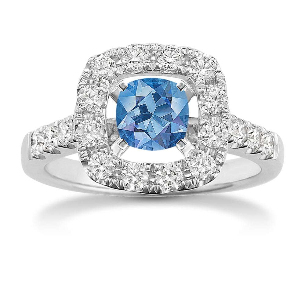 Sandrine Halo Engagement Ring for 2 ct Cushion