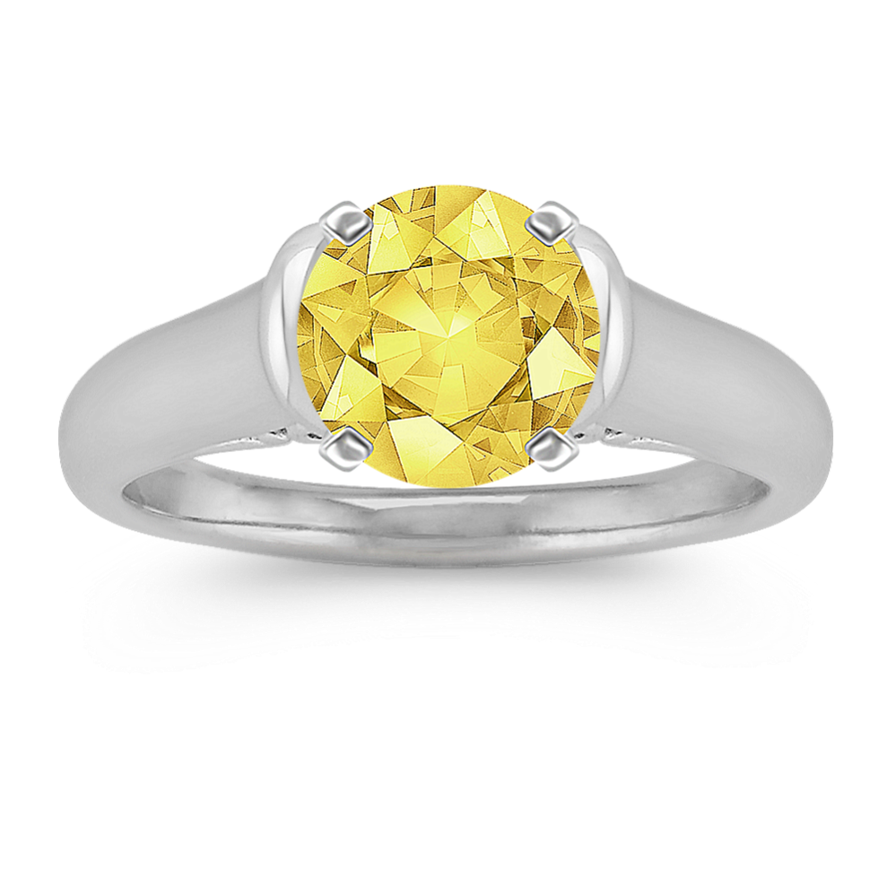 Solitaire 14k White Gold Engagement Ring with Filigree Under Bridge