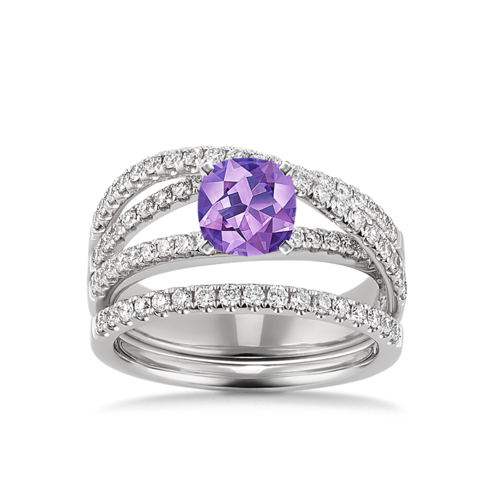 Entwined Natural Diamond Wedding Set with Pave Setting