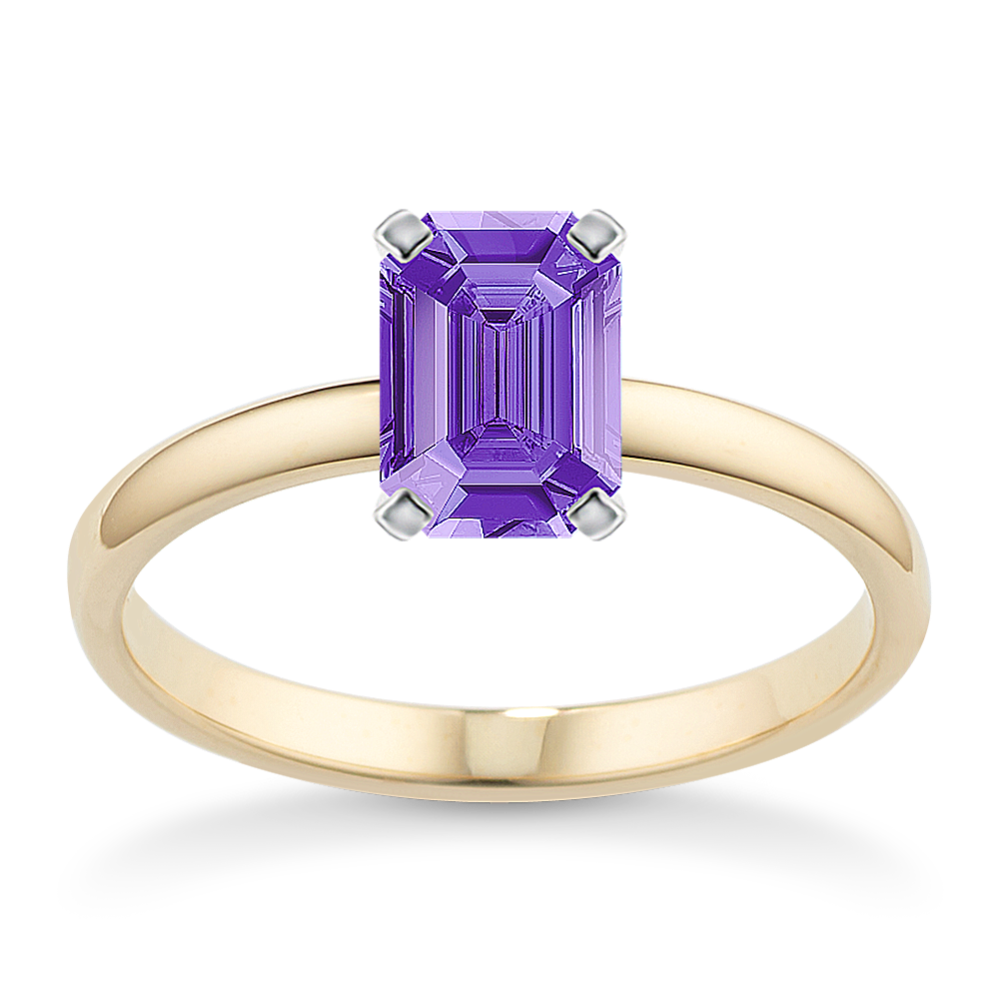 6.81 mm Lavender Natural Sapphire Engagement Ring in Yellow Gold