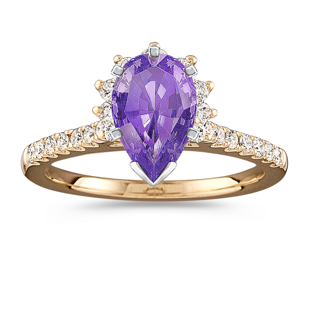Jubilation Diamond Halo Engagement Ring in 14K Yellow Gold