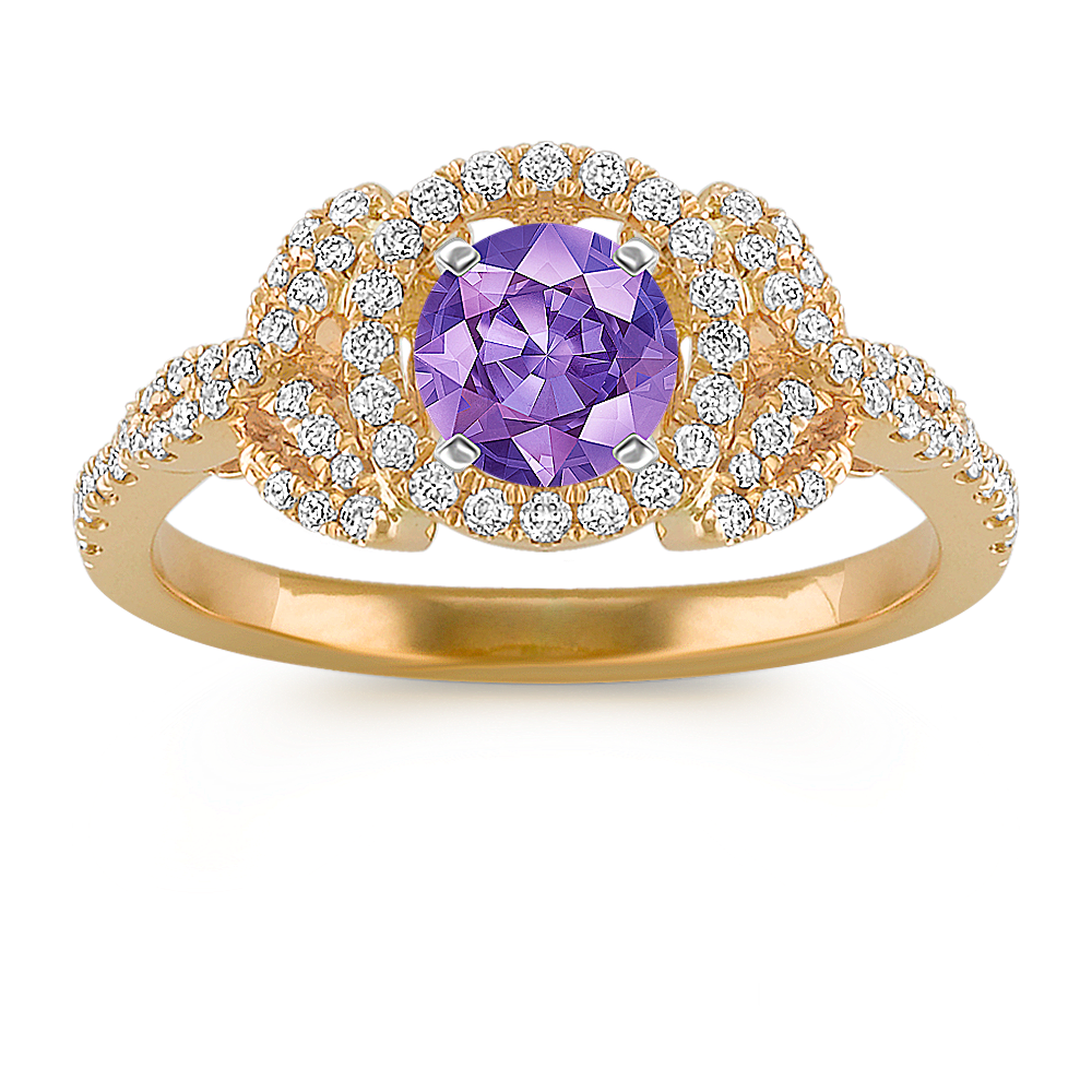 4.76 mm Lavender Natural Sapphire Fashion Ring in Yellow Gold
