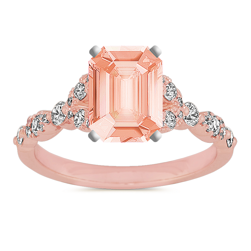 7.96 mm Natural Morganite Engagement Ring in Rose Gold