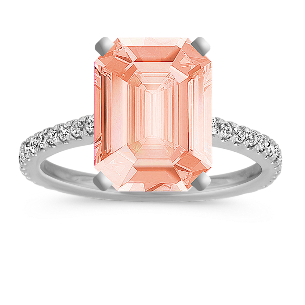 10.03 mm Natural Morganite Engagement Ring in White Gold