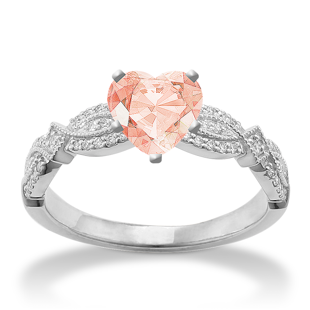 6.95 mm Natural Morganite Engagement Ring in White Gold
