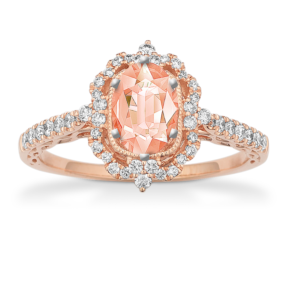 7.05 mm Natural Morganite Engagement Ring in Rose Gold Shane Co