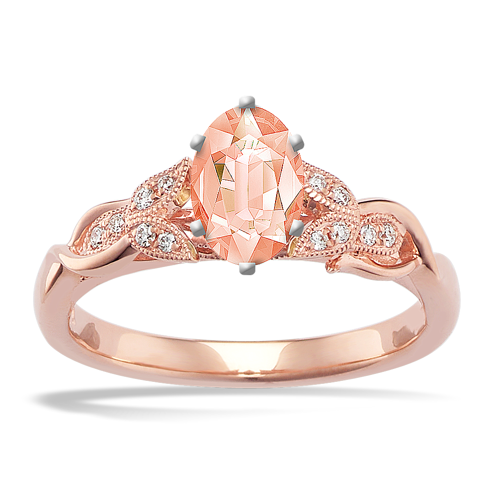 7.02 mm Natural Morganite Engagement Ring in Rose Gold