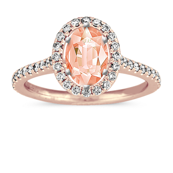 Classic Natural Diamond Accented Halo Engagement Ring in 14K Rose Gold