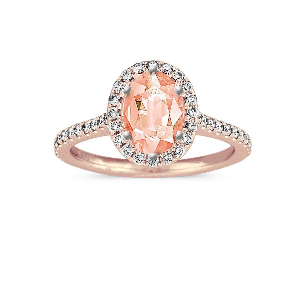 8.06 mm Natural Morganite Engagement Ring in Rose Gold
