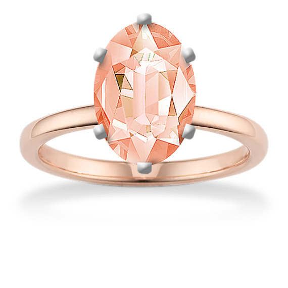 Classic Engagement Ring in 14k Rose Gold with Oval Morganite