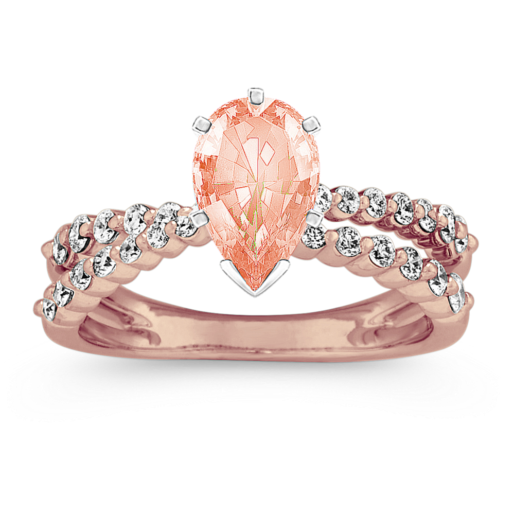 8.04 mm Natural Morganite Engagement Ring in Rose Gold