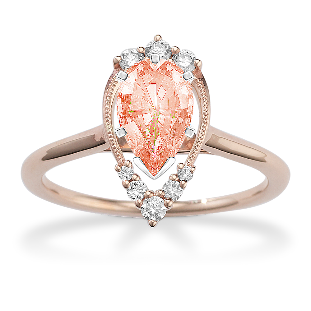8.07 mm Natural Morganite Engagement Ring in Rose Gold
