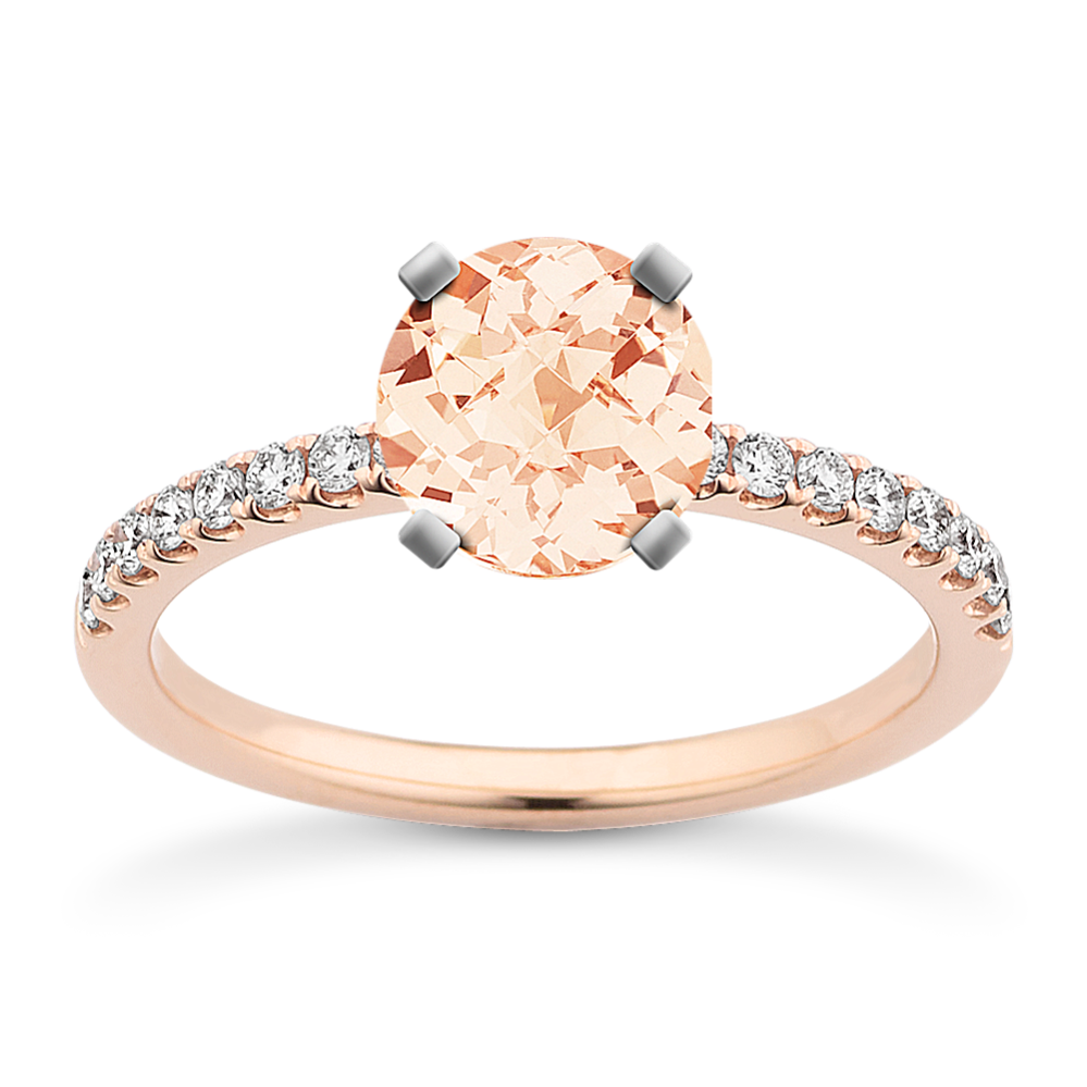 6.06 mm Natural Morganite Engagement Ring in Rose Gold