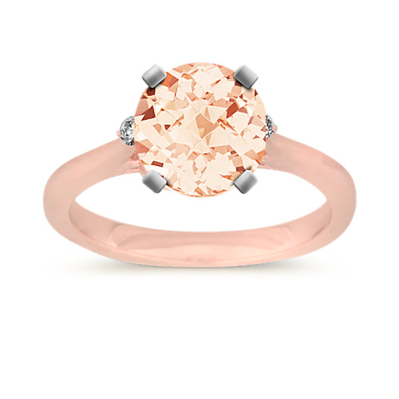 Diamond Engagement Ring in 14k Rose Gold with Round Morganite