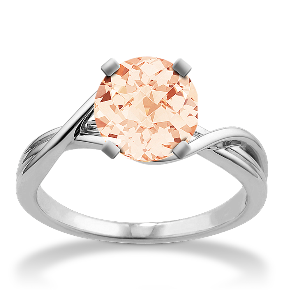 7.05 mm Natural Morganite Engagement Ring in White Gold