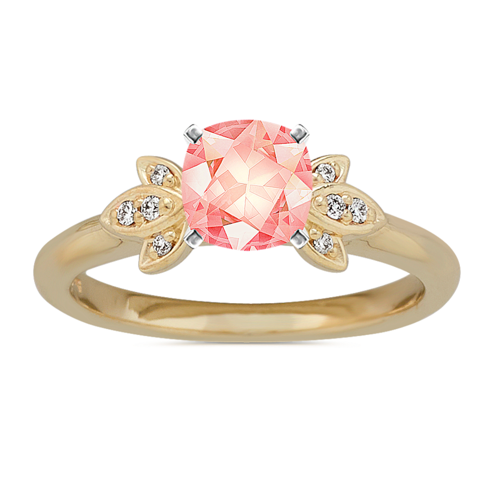 5.16 mm Peach Natural Sapphire Engagement Ring in Yellow Gold