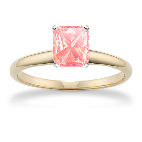 6.90 mm Peach Sapphire Engagement Ring in Yellow Gold