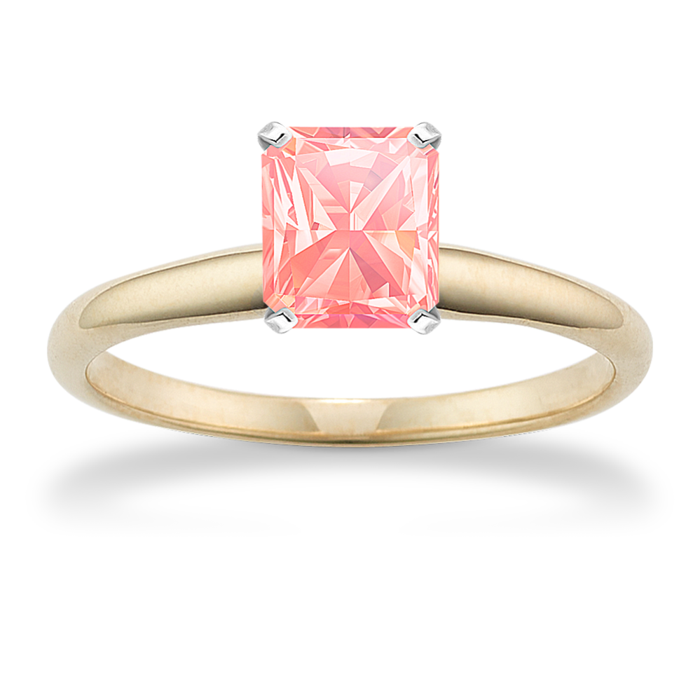 6.90 mm Peach Sapphire Engagement Ring in Yellow Gold